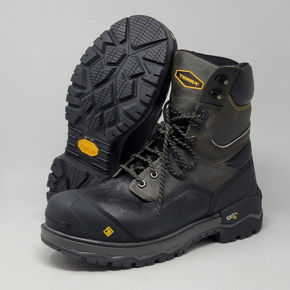 Terra Gantry 8" Waterproof Safety Work Boot Men's Black Composite Toe Size 9.5 W